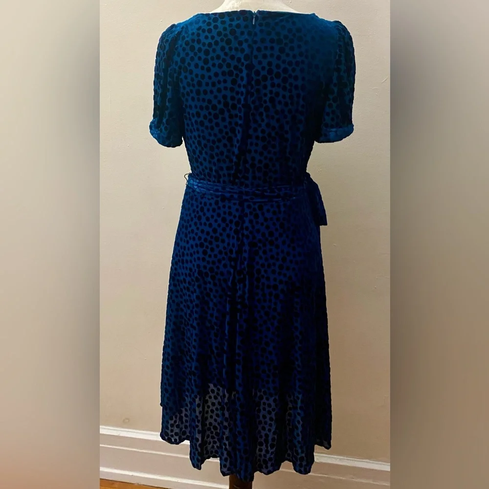 DKNY Navy Polka Dot Midi Dress - Picture 7 of 9